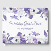 ウォーターカラーのスミレと紫の花の結婚式 ゲストブック (正面)