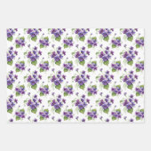 ウォーターカラーのスミレの花束 ラッピングペーパーシート (正面2)