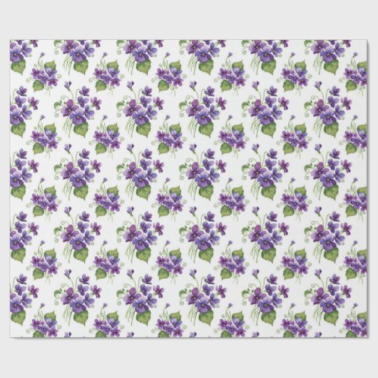 ウォーターカラーのスミレの花束 ラッピングペーパー (フラット)