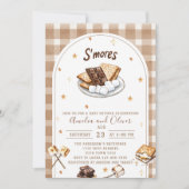 ウォーターカラーのスモアで愛を baby shower 招待状 (正面)