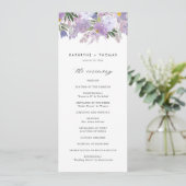 ウォーターカラーのダスティパープルの花の結婚式 プログラム (スタンド正面)