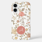 ウォーターカラーのダスティローズフラワーモノグラム Case-Mate iPhoneケース (裏面)