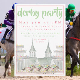ウォーターカラーのダービーパーティー、象徴的な競馬場のエレガンス 招待状