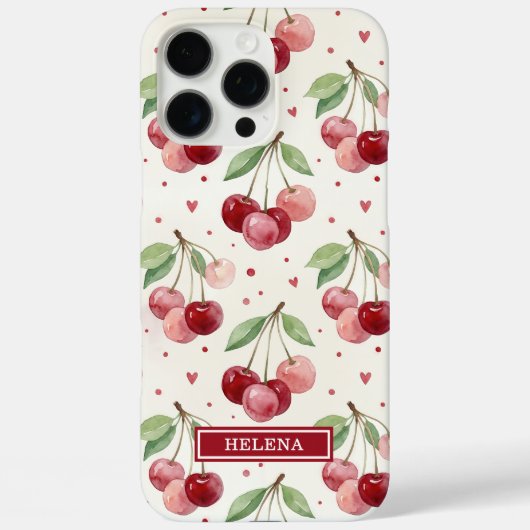 ウォーターカラーのチェリーのモノグラム Case-Mate iPhoneケース (裏面)