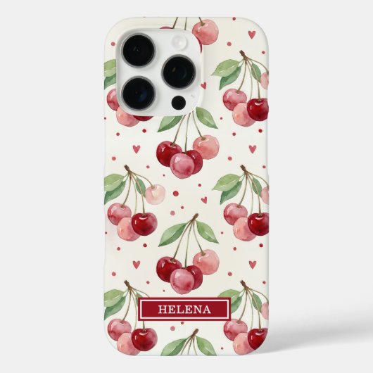 ウォーターカラーのチェリーのモノグラム Case-Mate iPhoneケース (裏面)