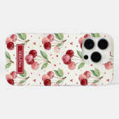 ウォーターカラーのチェリーのモノグラム Case-Mate iPhoneケース (裏面 (横))