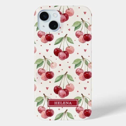 ウォーターカラーのチェリーのモノグラム Case-Mate iPhoneケース (裏面)
