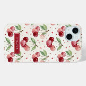 ウォーターカラーのチェリーのモノグラム Case-Mate iPhoneケース (裏面 (横))