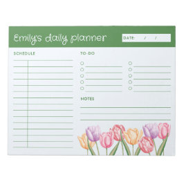 ウォーターカラーのチューリップの花の無日付デイリープランナー ノートパッド