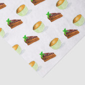 ウォーターカラーのチョコレートケーキとコーヒーカップ 薄葉紙 (詳細)