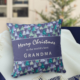 ウォーターカラーのツリーが可愛いおばあちゃんへのクリスマスギフト オーダーメイド クッション