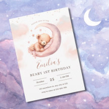 ウォーターカラーのテディベア 1歳の誕生日