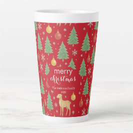 ウォーターカラーのトナカイとクリスマスツリー - カフェラテマグ