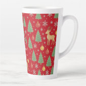 ウォーターカラーのトナカイとクリスマスツリー - カフェラテマグ (右)