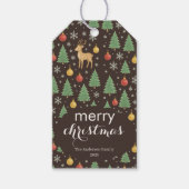ウォーターカラーのトナカイとクリスマスツリー -  ギフトタグ (正面)
