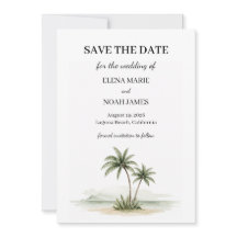 ウォーターカラーのトロピカルパームツリー写真 Save The Date