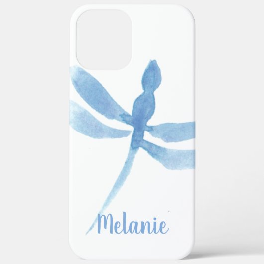 ウォーターカラーのトンボとブルーのモノグラム Case-Mate iPhoneケース (裏面)