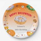 ウォーターカラーのドーナツ風ハロウィンお菓子のサンキュー ペーパープレート (正面)