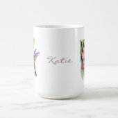 ウォーターカラーのハチドリと花々 コーヒーマグカップ (中央)