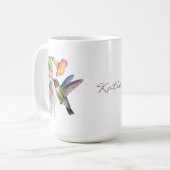 ウォーターカラーのハチドリと花々 コーヒーマグカップ (正面左)