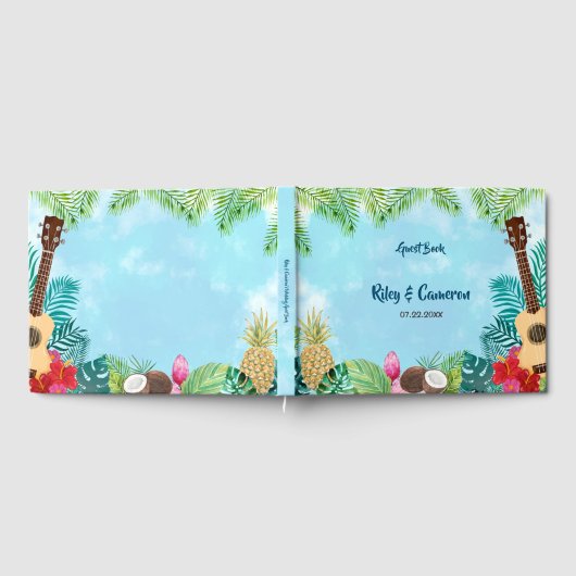 ウォーターカラーのハワイアンルアウパーティーのゲストブック ゲストブック (全面)