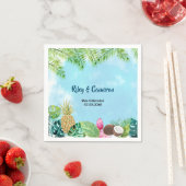 ウォーターカラーのハワイアンルアウパーティー スタンダードカクテルナプキン (インサイチュ)