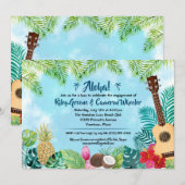 ウォーターカラーのハワイアンルーアウパーティー 招待状 (正面/裏面)