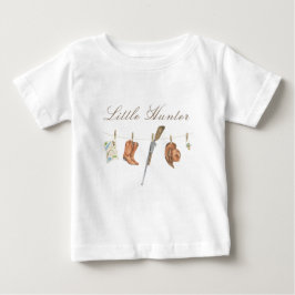ウォーターカラーのハンター系ベビーシャワー ベビーTシャツ