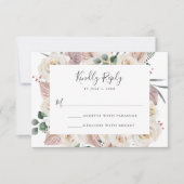 ウォーターカラーのバラと蘭の結婚式 出欠カード (正面)