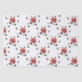 ウォーターカラーのバラの植物画模様のティシューペーパー 薄葉紙 (正面)