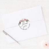 ウォーターカラーのバラの結婚式のお礼。優雅な花 ラウンドシール (封筒)