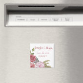 ウォーターカラーのバラの結婚式の延期・日程変更のお知らせ マグネット (インサイチュ (食洗機))