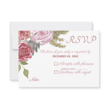 ウォーターカラーのバラの結婚式RSVP