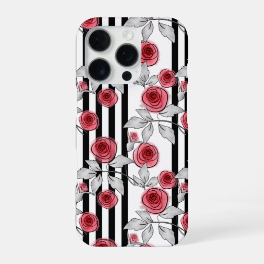 ウォーターカラーのバラ iPhoneケース (裏面)