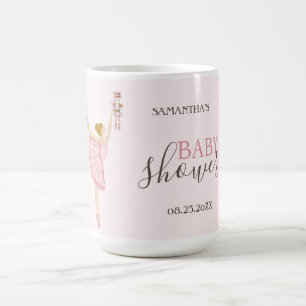 ウォーターカラーのバレリーナとくるみ割り人形のピンクのベビーシャワー コーヒーマグカップ