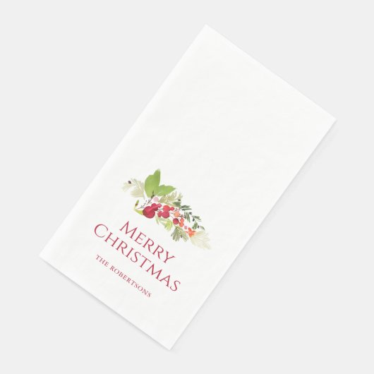 ウォーターカラーのヒイラギとベリーのメリークリスマス (コーナー)