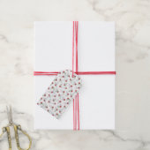 ウォーターカラーのヒイラギの葉と赤い実のクリスマス ギフトタグ (より糸付き)