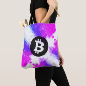 ウォーターカラーのビットコイン (スタイル6 - マイアミビーチ) トートバッグ (クローズアップ)