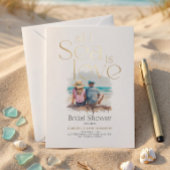 ウォーターカラーのビーチウェディングシャワー「All I Sea Is Love」 招待状