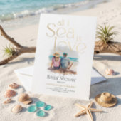ウォーターカラーのビーチウェディングシャワー「All I Sea Is Love」 招待状