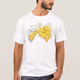 ウォーターカラーのビールが飛び散るビールの日 Tシャツ
