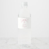 ウォーターカラーのピンクのリボンの洗礼 ペットボトルラベル (正面)