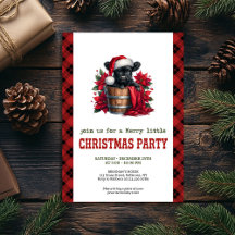 ウォーターカラーのブラックハイランドカウレッドポインセチア クリスマス
