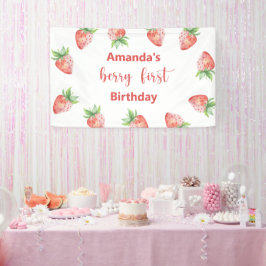ウォーターカラーのブラックベリー 1歳の誕生日パーティー 横断幕