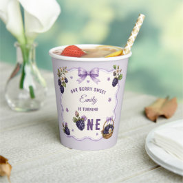 ウォーターカラーのブラックベリー 1歳の誕生日パーティー 紙コップ
