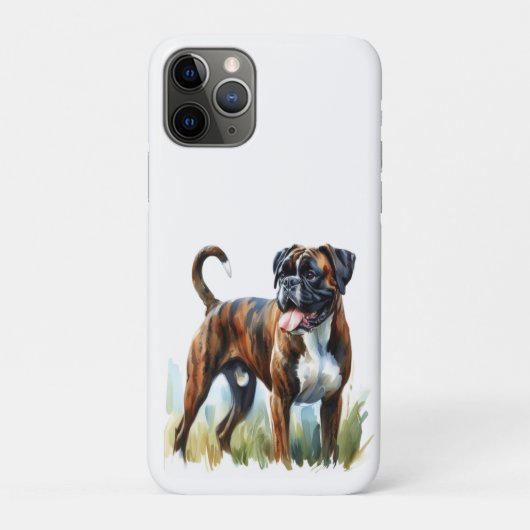 ウォーターカラーのブリンドルボクサー Case-Mate iPhoneケース (裏)