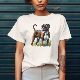 ウォーターカラーのブリンドルボクサー Tシャツ