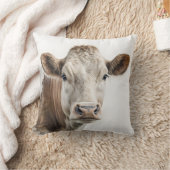 ウォーターカラーのヘレフォード牛の肖像画 クッション (ブランケット)
