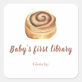 ウォーターカラーのベビーシャワー - 赤ちゃんの最初の図書館 スクエアシール