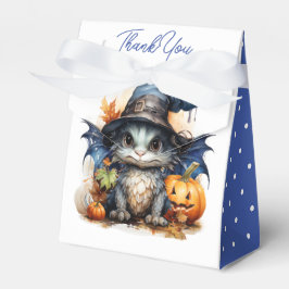 ウォーターカラーのベビードラゴンのハロウィンパーティー 青 フェイバーボックス